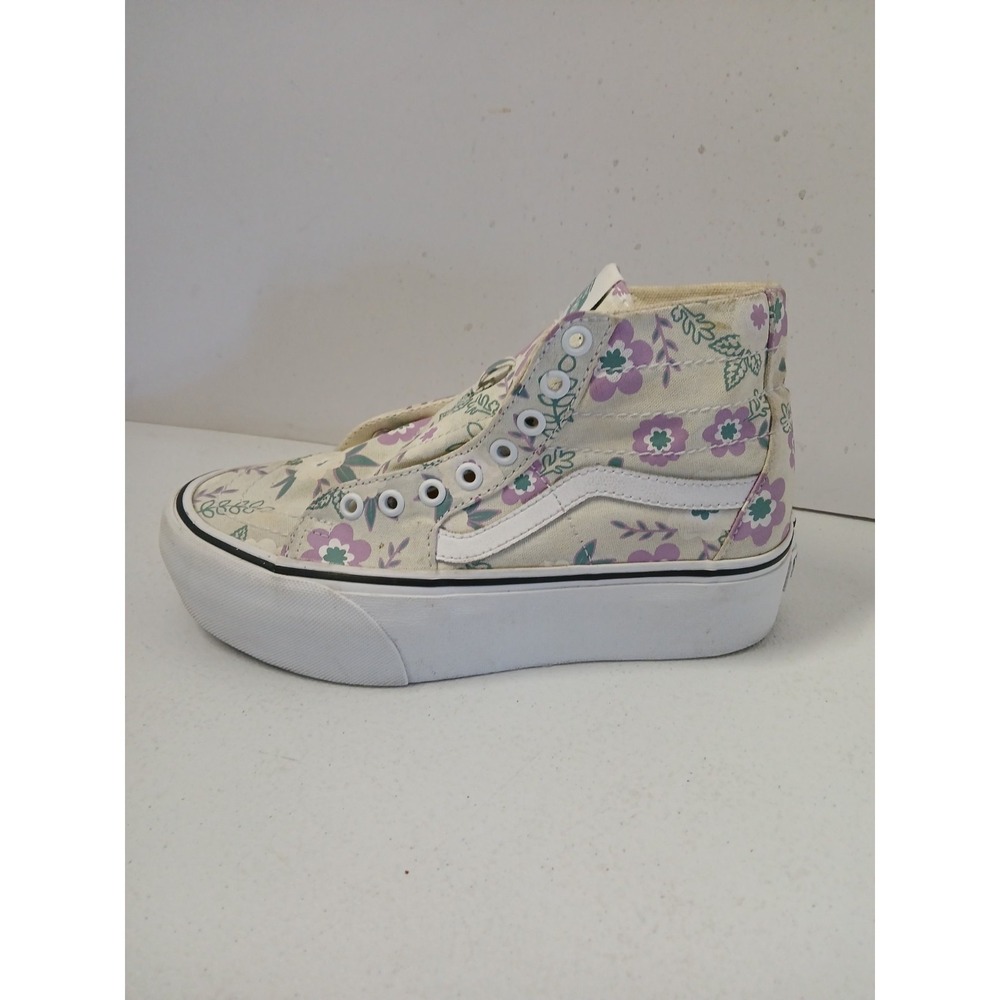 VANS Sk8-Hi Tapered Stackform True White Floral Sneakers Shoes WOMENS 7 37 - Picture 3 of 8